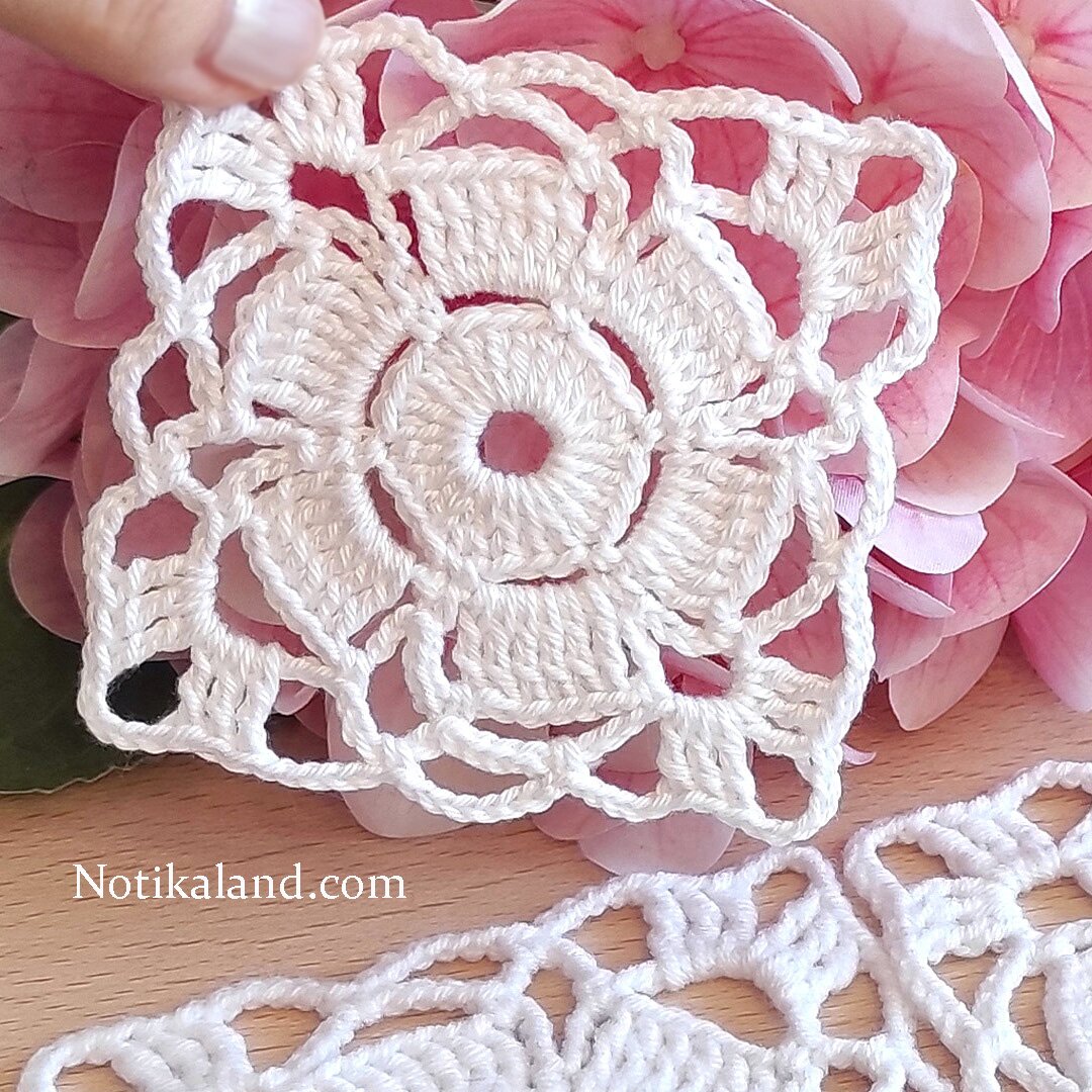 Crochet pattern.Square Flower Motif 2 1